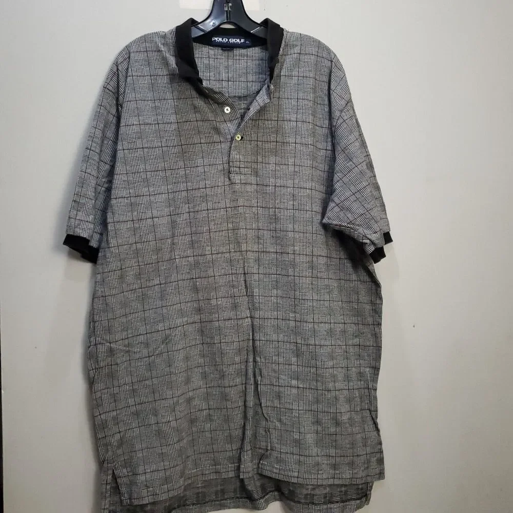 Ralph Lauren Polo Golf Shirt Mens XL Gray Stripe 100% Pima Cotton Short Sleeve
